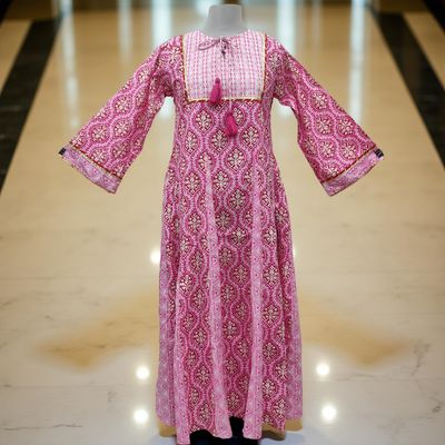 XS/S Anaya  Printed Cotton Dress 54&quot; Long Jalabiya