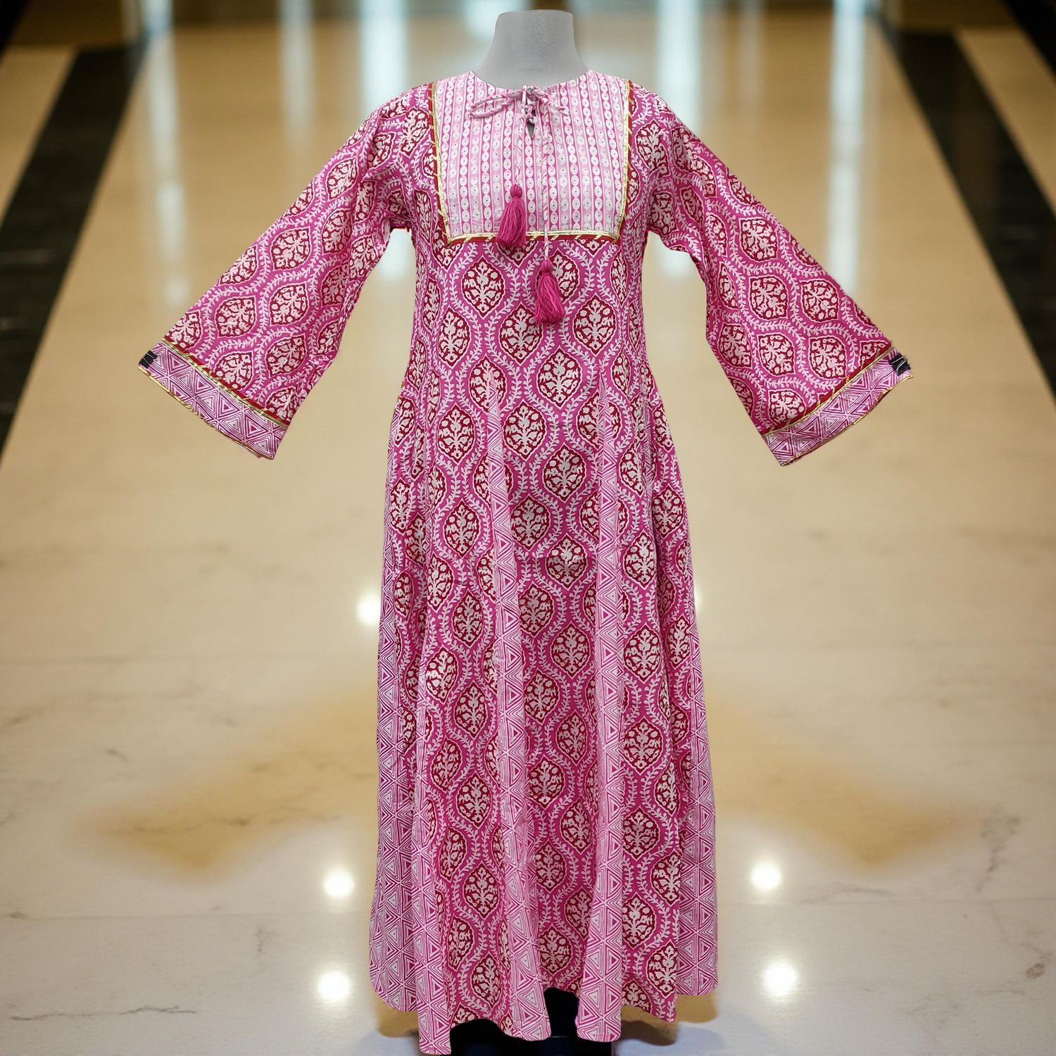 2XL/3XL Anaya Printed Cotton Dress 57&quot; Long Jalabiya