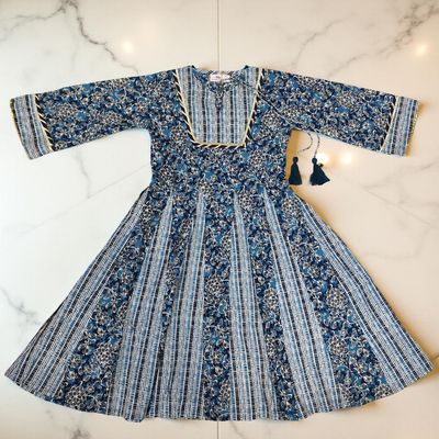 8-9 Year Priam Printed Cotton Girls Dress 42&quot; Long Jalabiya