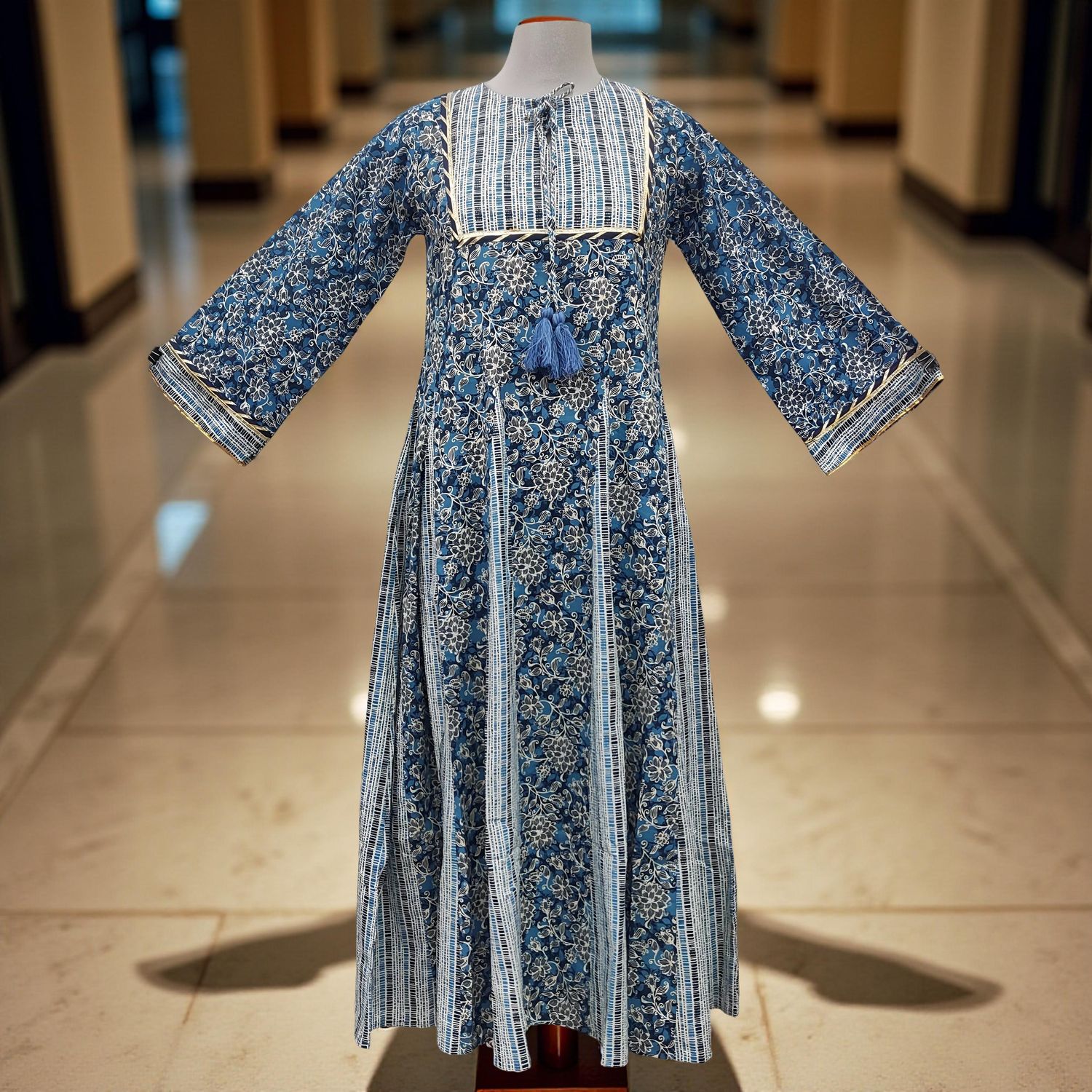 XS/S Anaya  Printed Cotton Dress 54&quot; Long Jalabiya