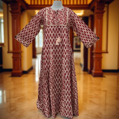 XS/S Anaya  Printed Cotton Dress 54&quot; Long Jalabiya