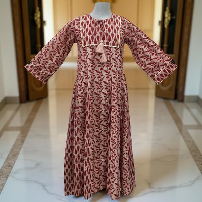 XS/S Anaya  Printed Cotton Dress 54&quot; Long Jalabiya