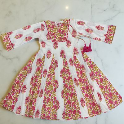 8-9 Year Priam Printed Cotton Girls Dress 42&quot; Long Jalabiya
