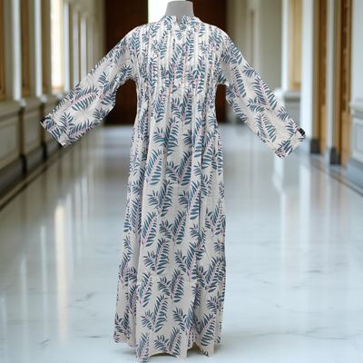 S/M Afra Printed Cotton Dress 57&quot; Long Jalabiya