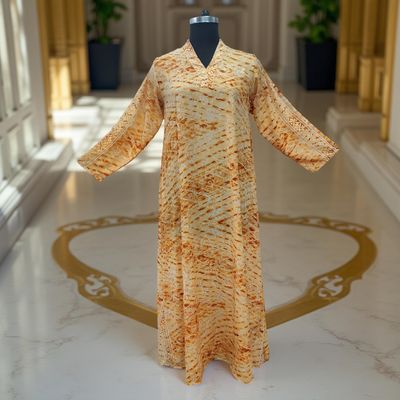 S/M Teena Silk Printed Cotton Dress 57&quot; Long Jalabiya