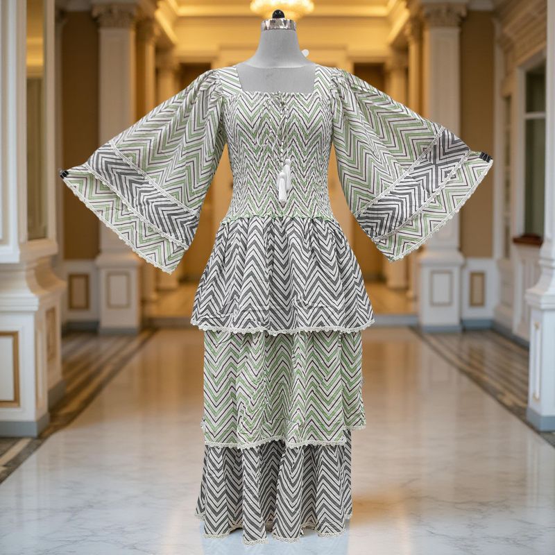 L/XL Rahima Printed Cotton Dress 57&quot; Long Jalabiya
