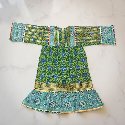4-5 Year Ebrah Printed Cotton Girls Dress 34&quot; Long Jalabiya
