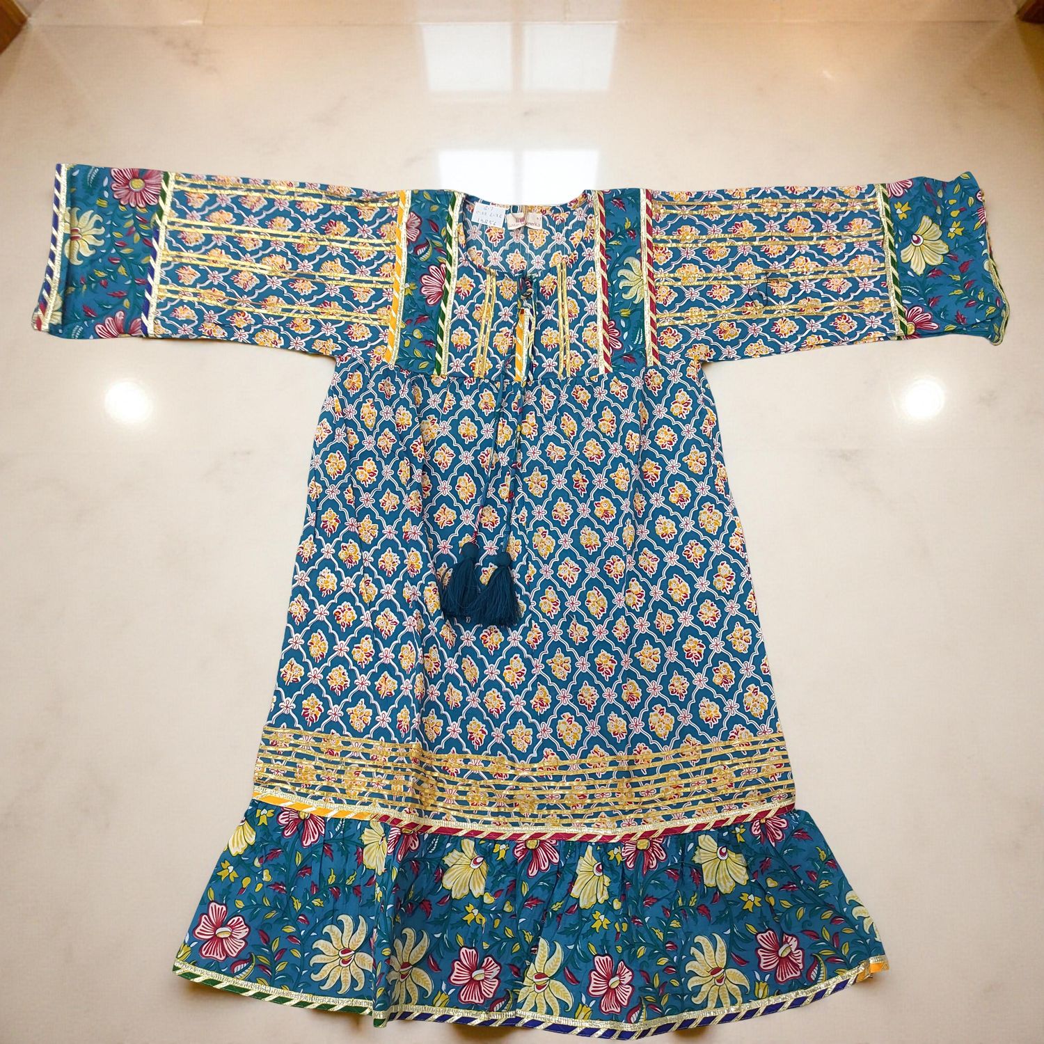 6-7  Ebrah  Printed Cotton Dress 36&quot; Long Jalabiya