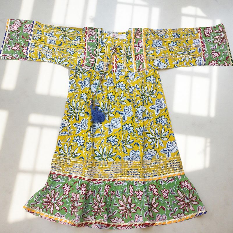 6-7  Ebrah  Printed Cotton Dress 36&quot; Long Jalabiya