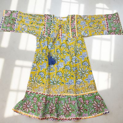 6-7  Ebrah  Printed Cotton Dress 36&quot; Long Jalabiya