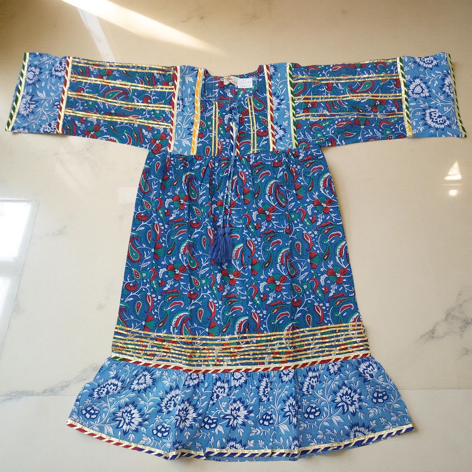 6-7  Ebrah  Printed Cotton Dress 36&quot; Long Jalabiya