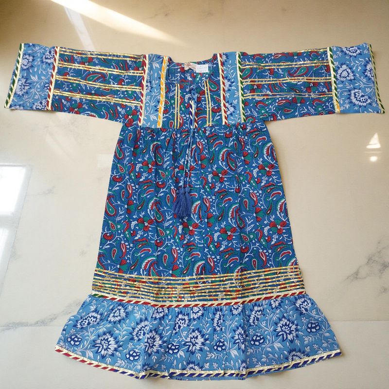 6-7  Ebrah  Printed Cotton Dress 36&quot; Long Jalabiya
