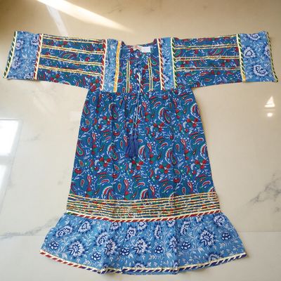 6-7 Year Ebrah Printed Cotton Dress 36&quot; Long Jalabiya