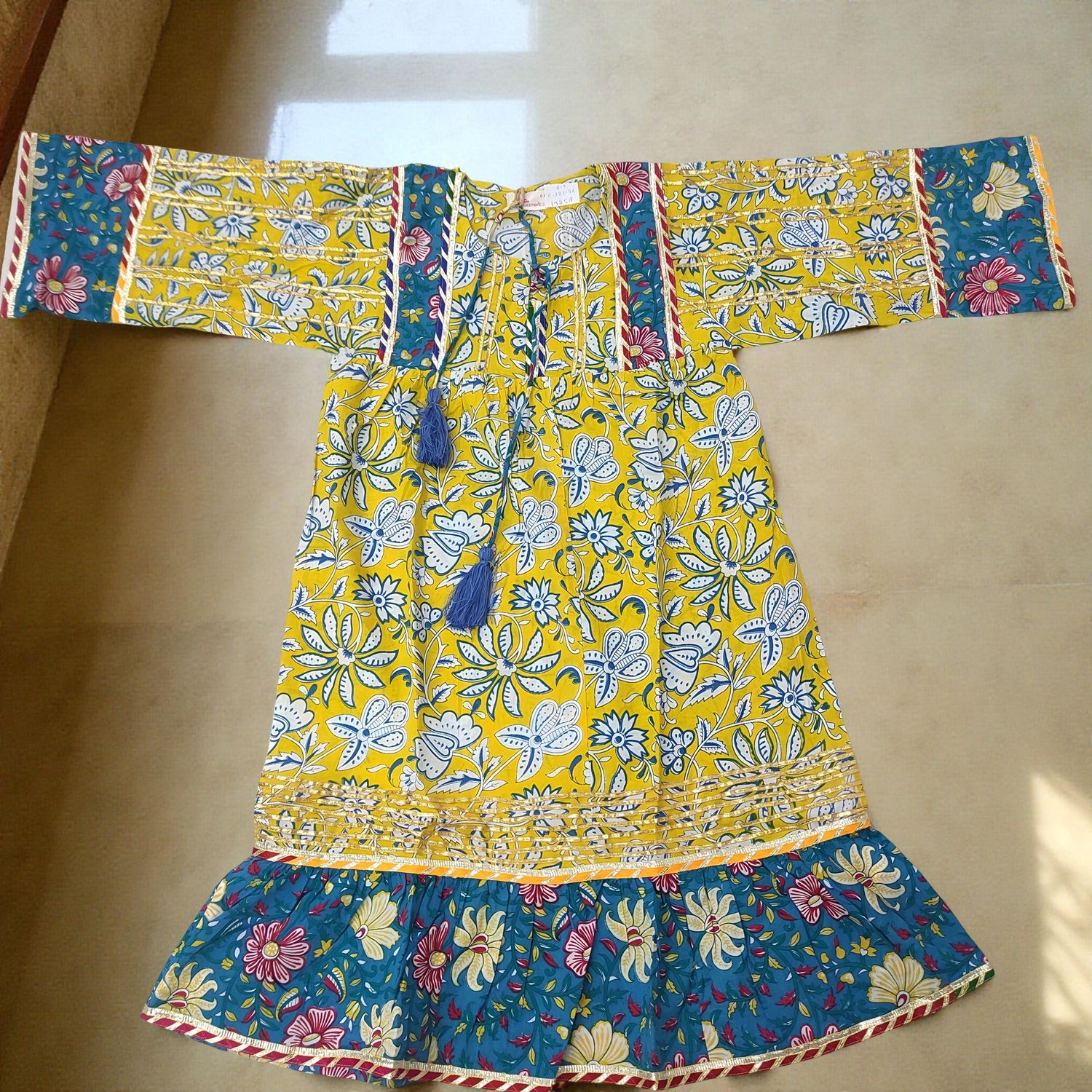 6-7  Ebrah  Printed Cotton Dress 36&quot; Long Jalabiya