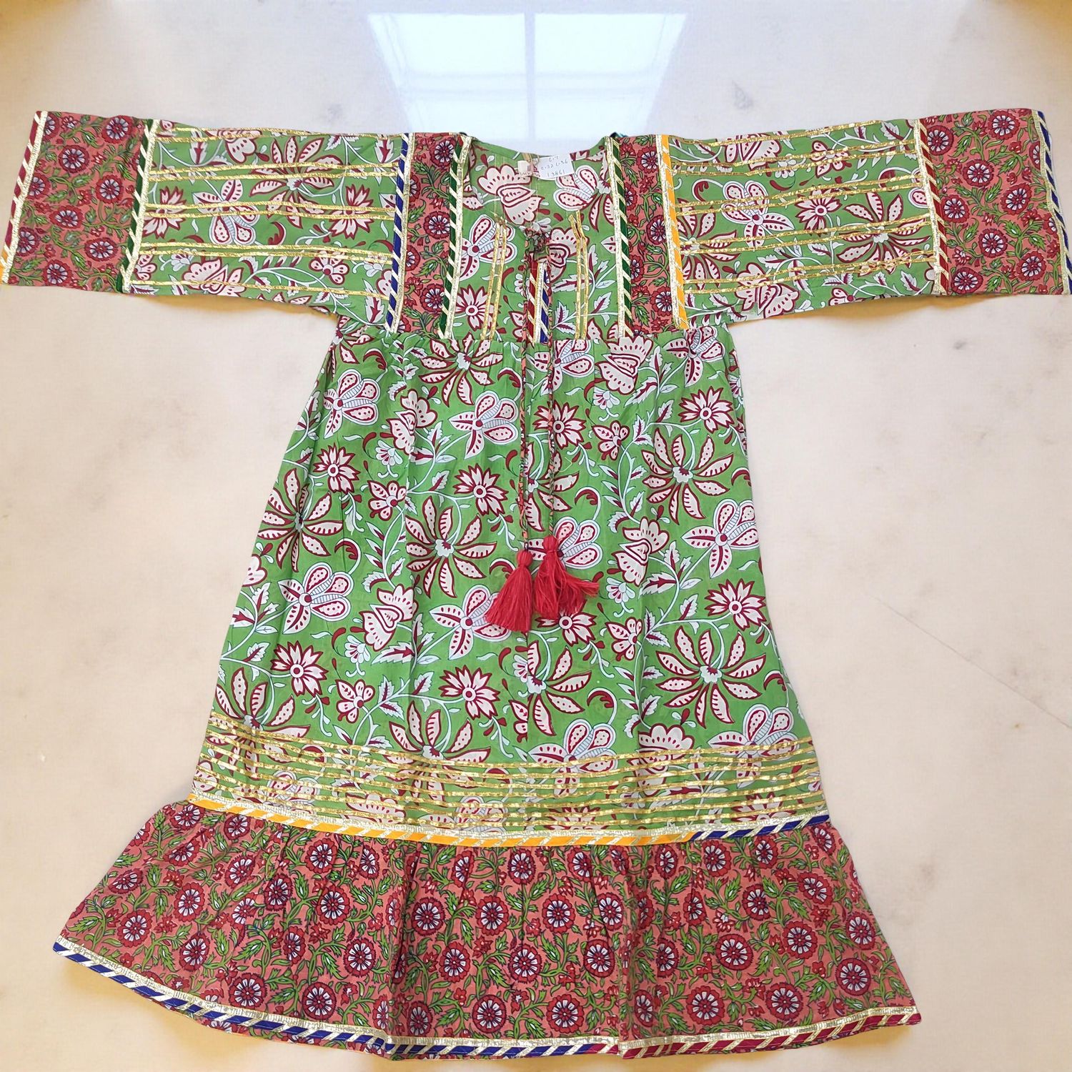 6-7  Ebrah  Printed Cotton Dress 36&quot; Long Jalabiya