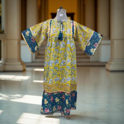 10-11  Ebrah Printed Cotton Dress 46&quot; Long Jalabiya