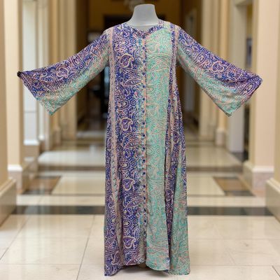 2XL/3XL Nura Silk Printed Cotton Dress 57&quot; Long Jalabiya