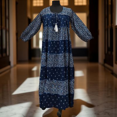 S/M Bushra Printed Cotton Dress 57&quot; Long Jalabiya