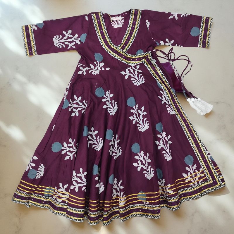 6-7 Year Priam Printed Cotton Girls Dress 38&quot; Long Jalabiya