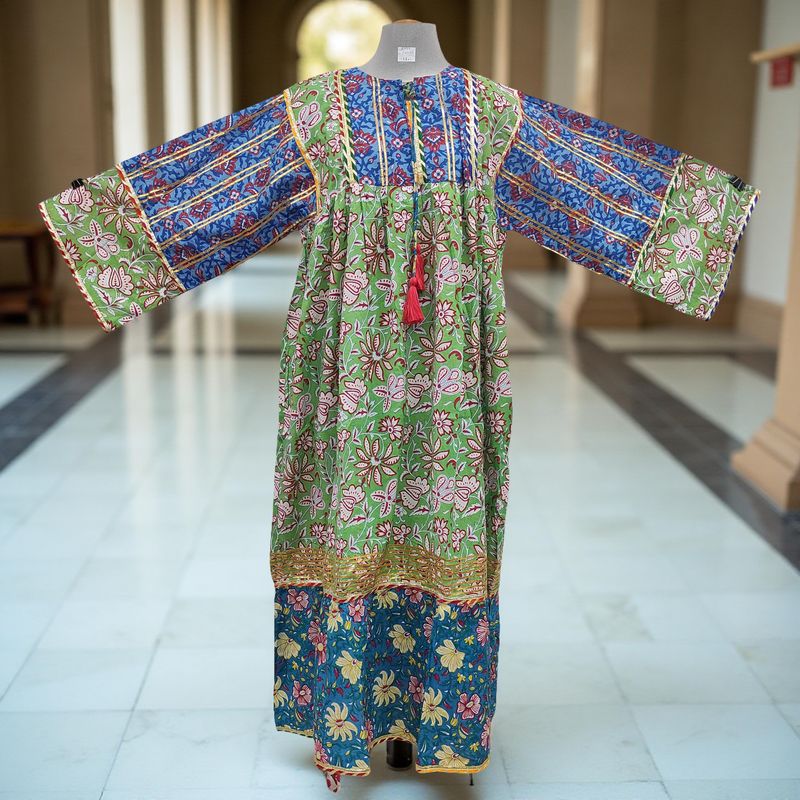 2XL/3XL Ebrah Printed Cotton Dress 56&quot; Long Jalabiya