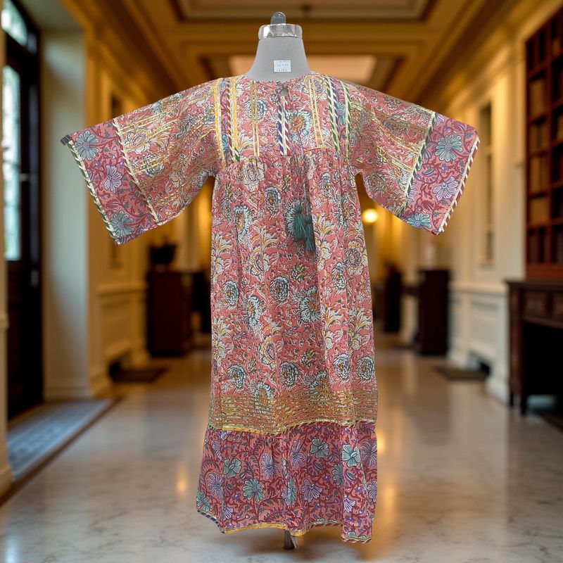 10-11  Ebrah Printed Cotton Dress 46&quot; Long Jalabiya