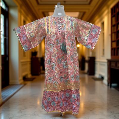 10-11  Ebrah Printed Cotton Dress 46&quot; Long Jalabiya