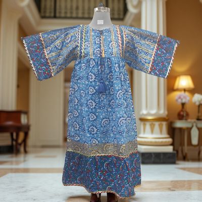 10-11  Ebrah Printed Cotton Dress 46&quot; Long Jalabiya