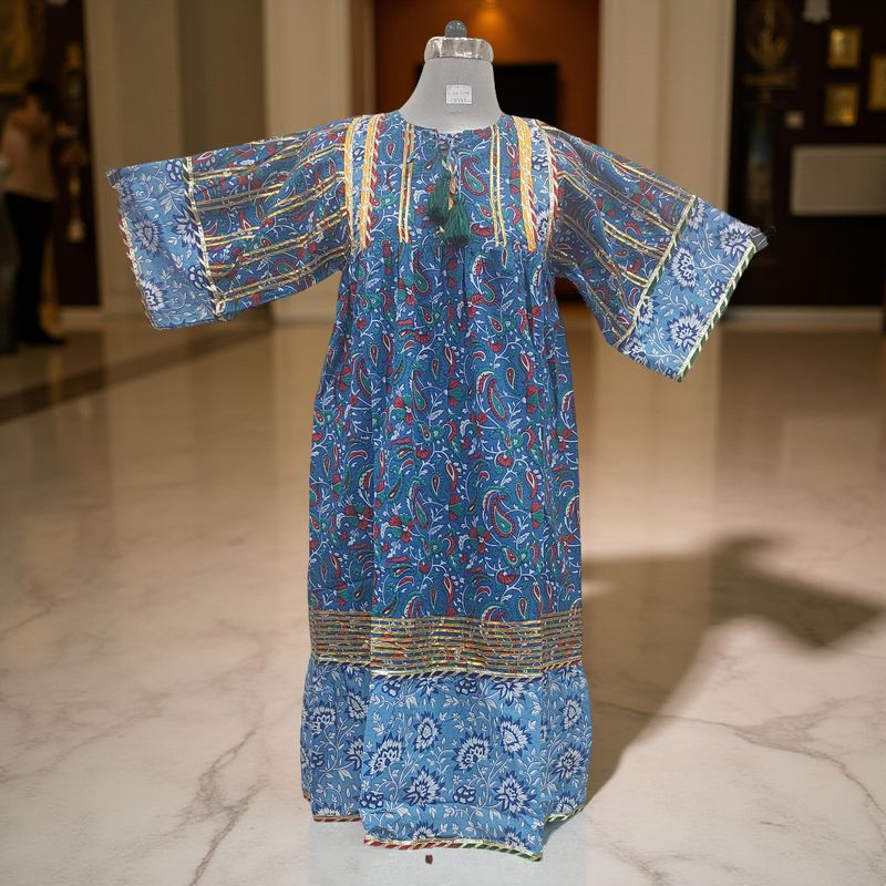 10-11  Ebrah Printed Cotton Dress 46&quot; Long Jalabiya