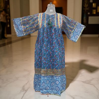 10-11  Ebrah Printed Cotton Dress 46&quot; Long Jalabiya