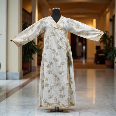 XS/S Priam  Printed Cotton Dress 54&quot; Long Jalabiya