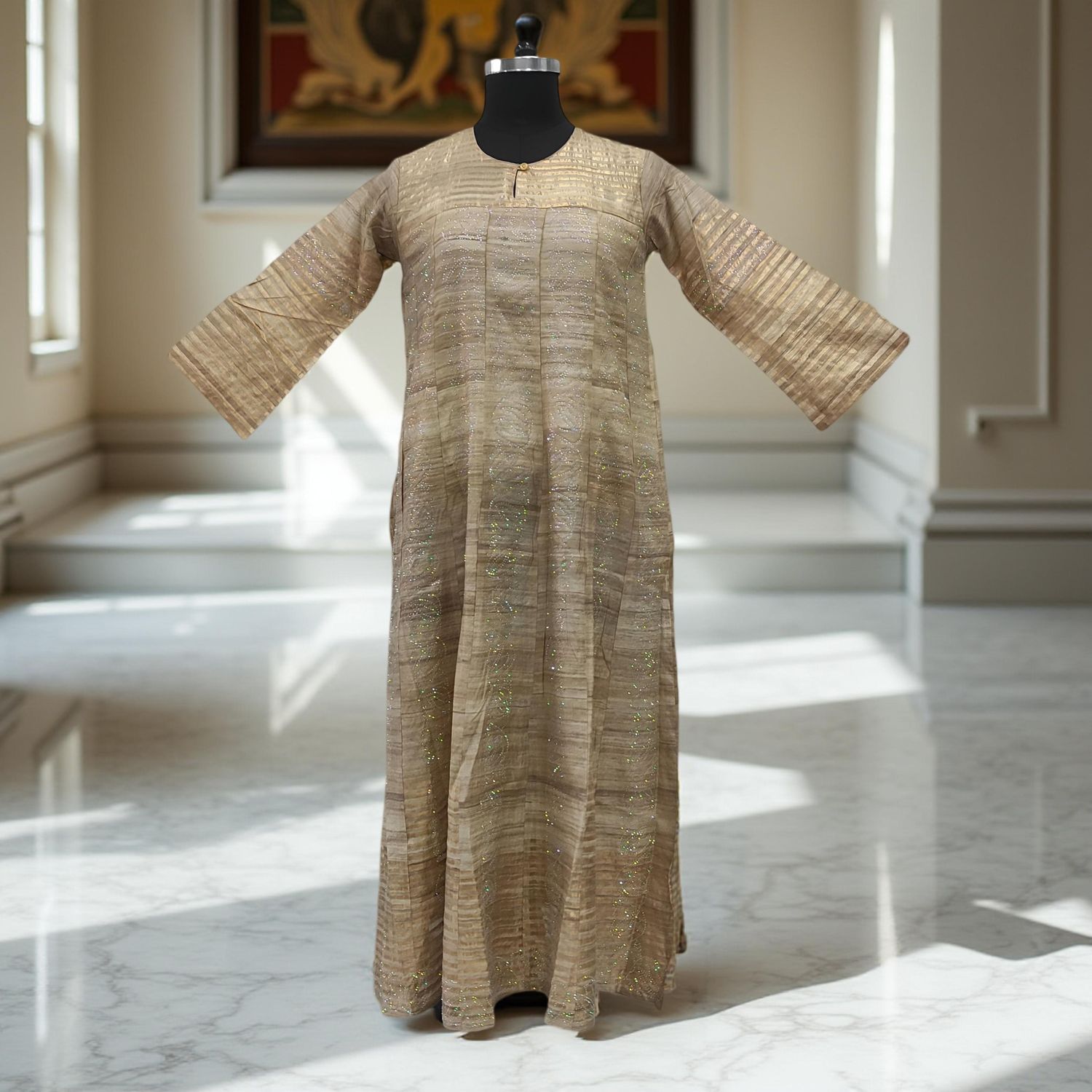 S/M Special Crystal Printed Cotton Dress 57&quot; Long Jalabiya