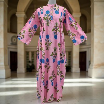 S/M Rahma Printed Cotton Dress 57&quot; Long Jalabiya