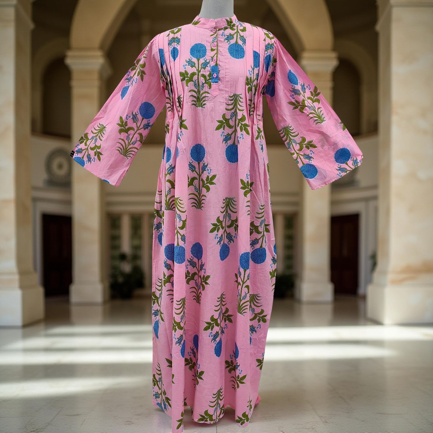 L/XL Aaima Printed Cotton Dress 57&quot; Long Jalabiya