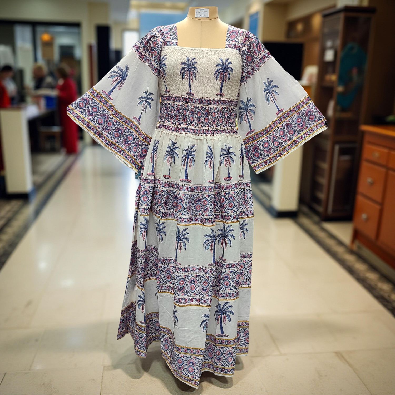 L/XL Elzina Printed Cotton Dress 57&quot; Long Jalabiya