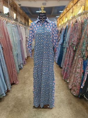 S/M Honey Printed Cotton Dress 56&quot; Jalabiya