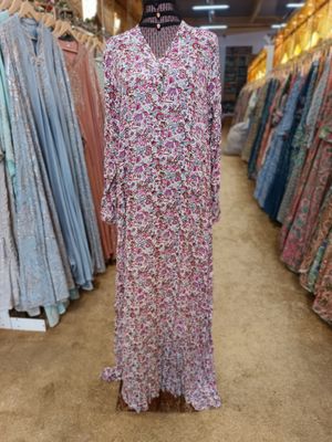 S/M Teena Printed Cotton Dress 57&quot; Long Jalabiya