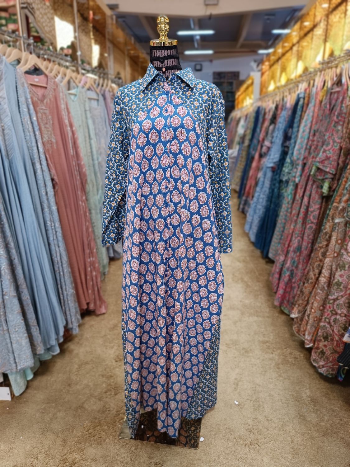 2XL/3XL Honey Printed Cotton Dress 56&quot; Jalabiya
