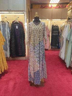 L/XL Sakina Multi Printed Cotton Dress 57&quot; Long Jalabiya