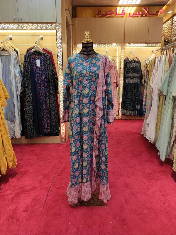 L/XL Princess Printed Cotton Dress 57&quot; Jalabiya
