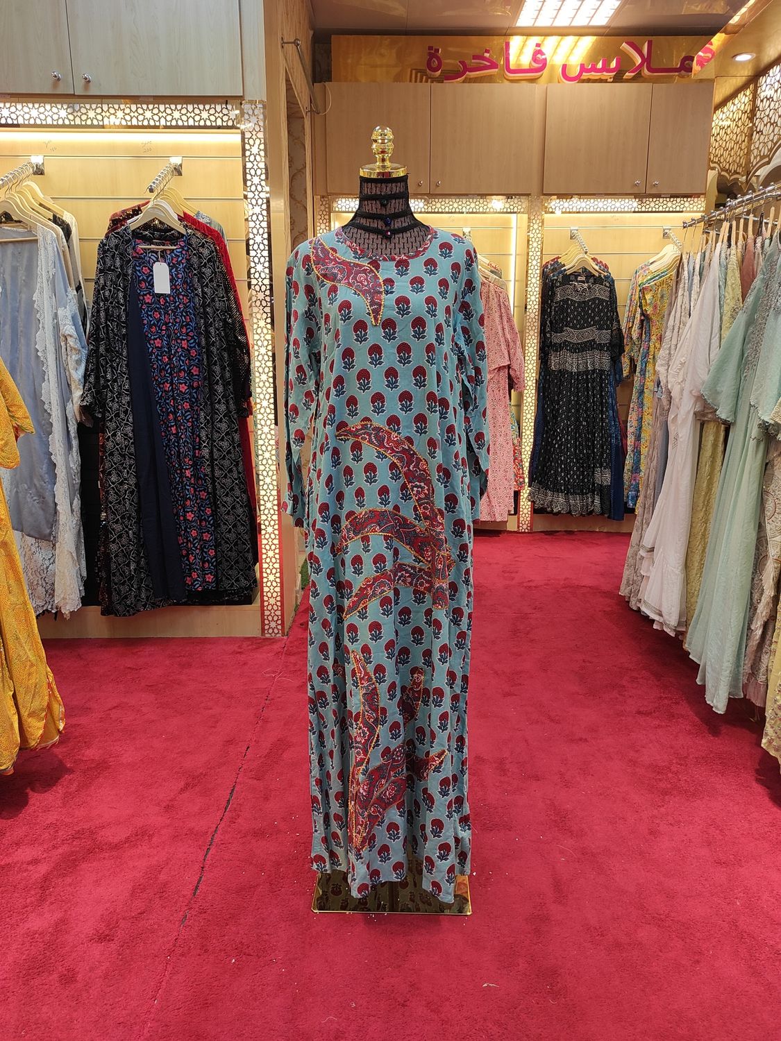 L/XL Zarija Printed Cotton Dress 56&quot; Long Jalabiya