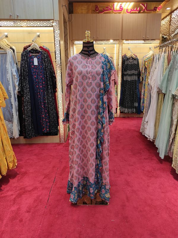 L/XL Princess Printed Cotton Dress 57&quot; Jalabiya