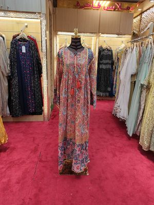 2XL/3XL Ebrah Printed Cotton Dress 57&quot; Long Jalabiya