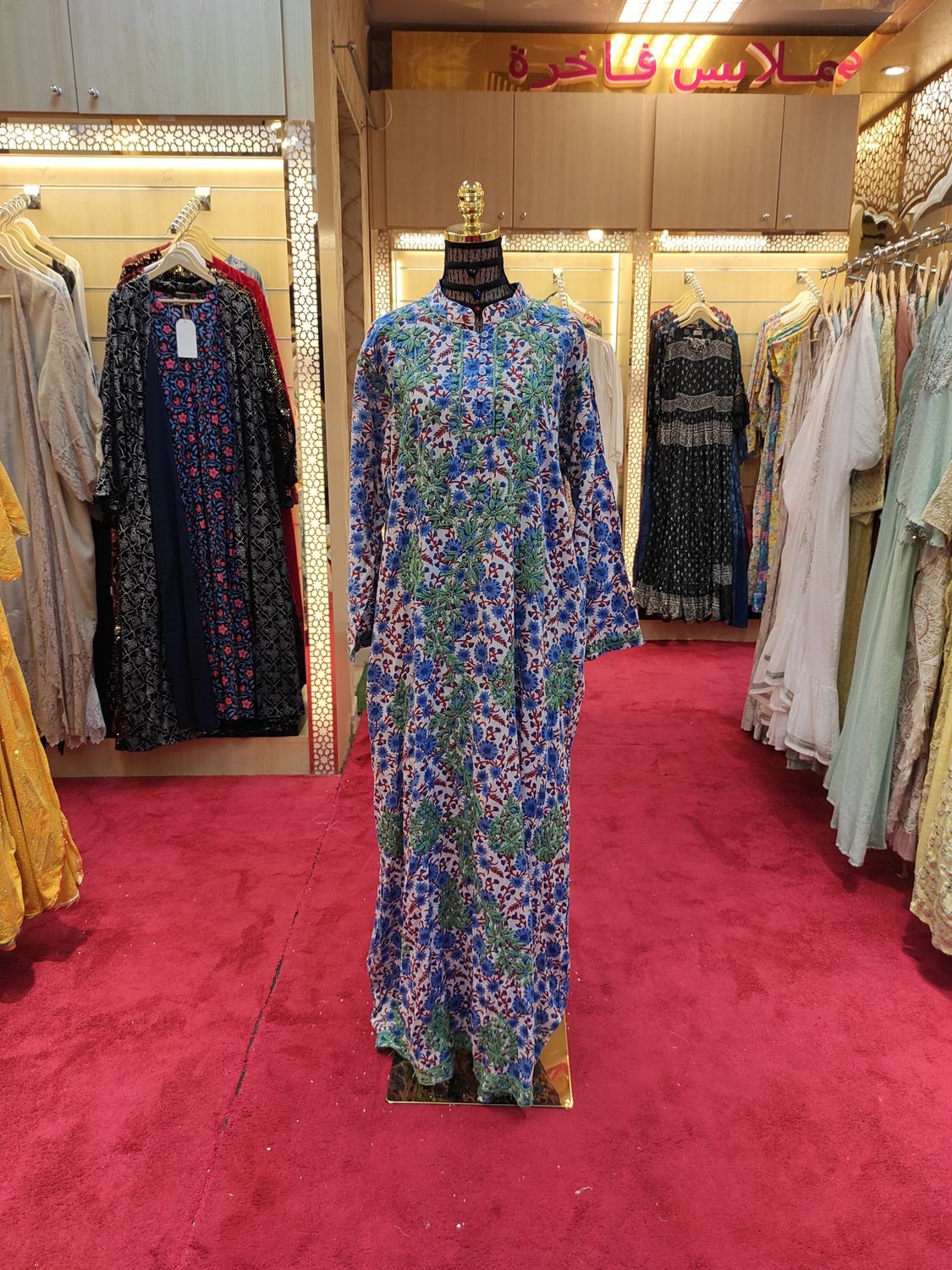 XS/S Sofi Embroidery Printed Cotton Dress 54&quot; Long Jalabiya