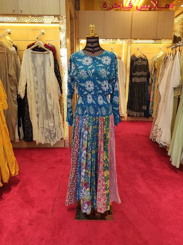 S/M Zayna Printed Cotton Dress 57&quot; Long Jalabiya