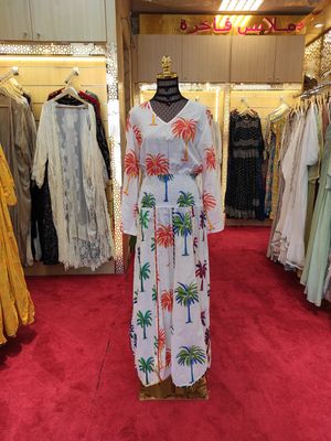 S/M Zayna Printed Cotton Dress 57&quot; Long Jalabiya