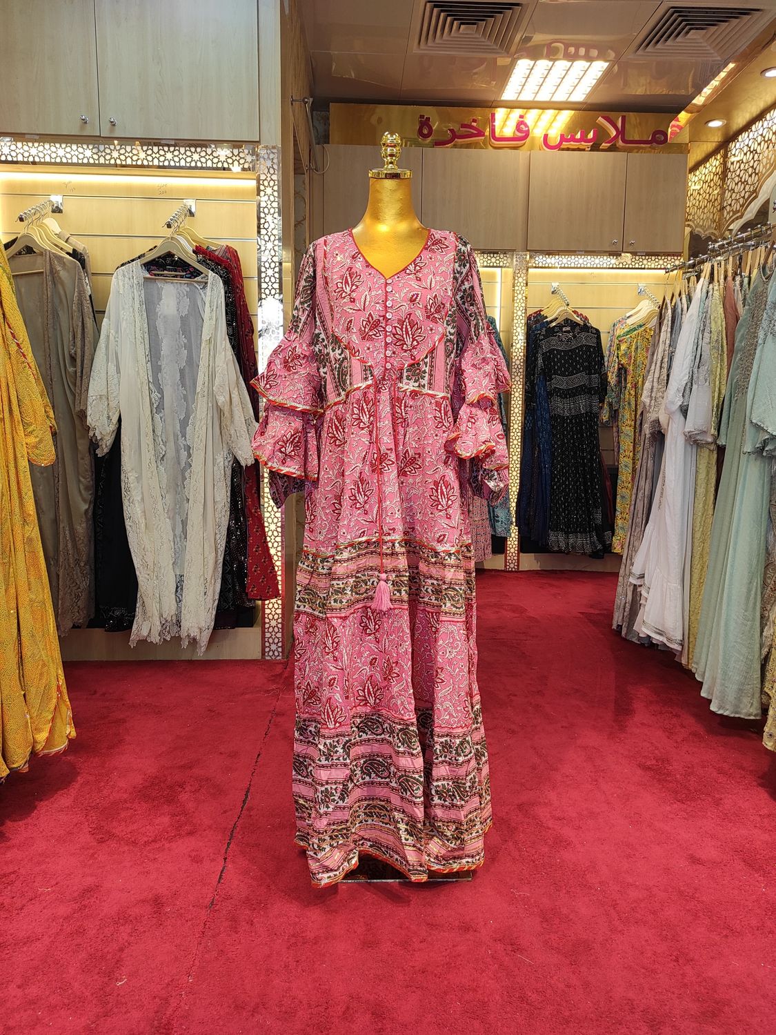 L/XL Adeeba Crystal Cotton Dress 57&quot; Long Jalabiya