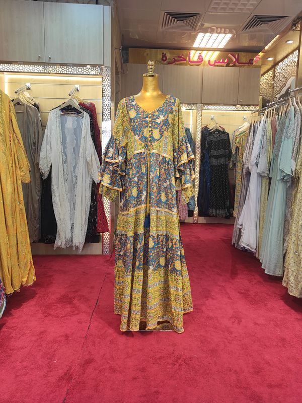 L/XL Adeeba Crystal Cotton Dress 57&quot; Long Jalabiya