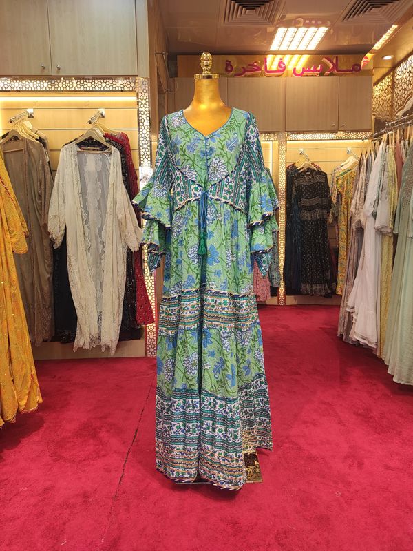 L/XL Adeeba Crystal Cotton Dress 57&quot; Long Jalabiya
