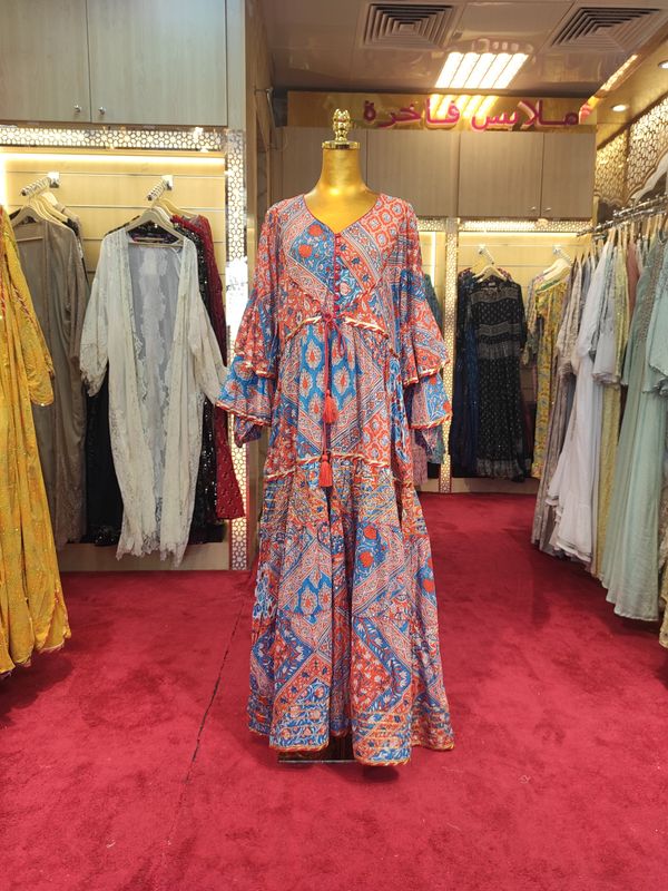 L/XL Adeeba Crystal Cotton Dress 57&quot; Long Jalabiya