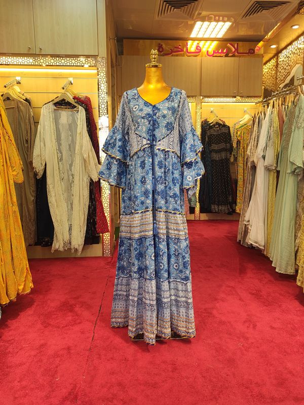 S/M Adeeba Crystal Cotton Dress 57&quot; Long Jalabiya